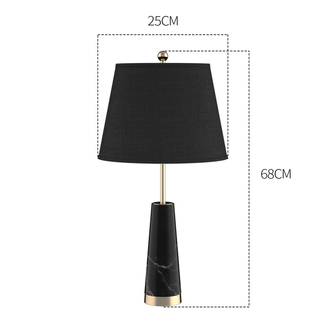 NNEAGS 4X 68cm Black Marble Bedside Desk Table Lamp Living Room Shade with Cone Shape Base