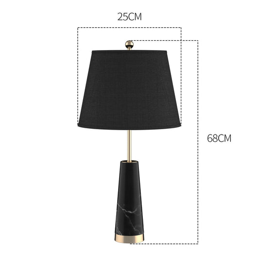 NNEAGS 4X 68cm Black Marble Bedside Desk Table Lamp Living Room Shade with Cone Shape Base