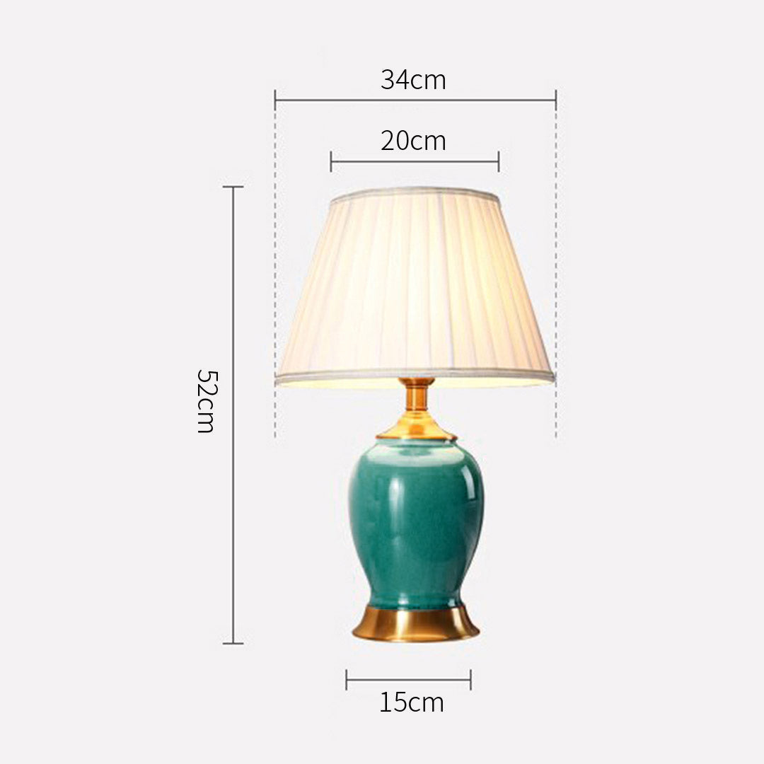 NNEAGS 4X Ceramic Oval Table Lamp with Gold Metal Base Desk Lamp Green