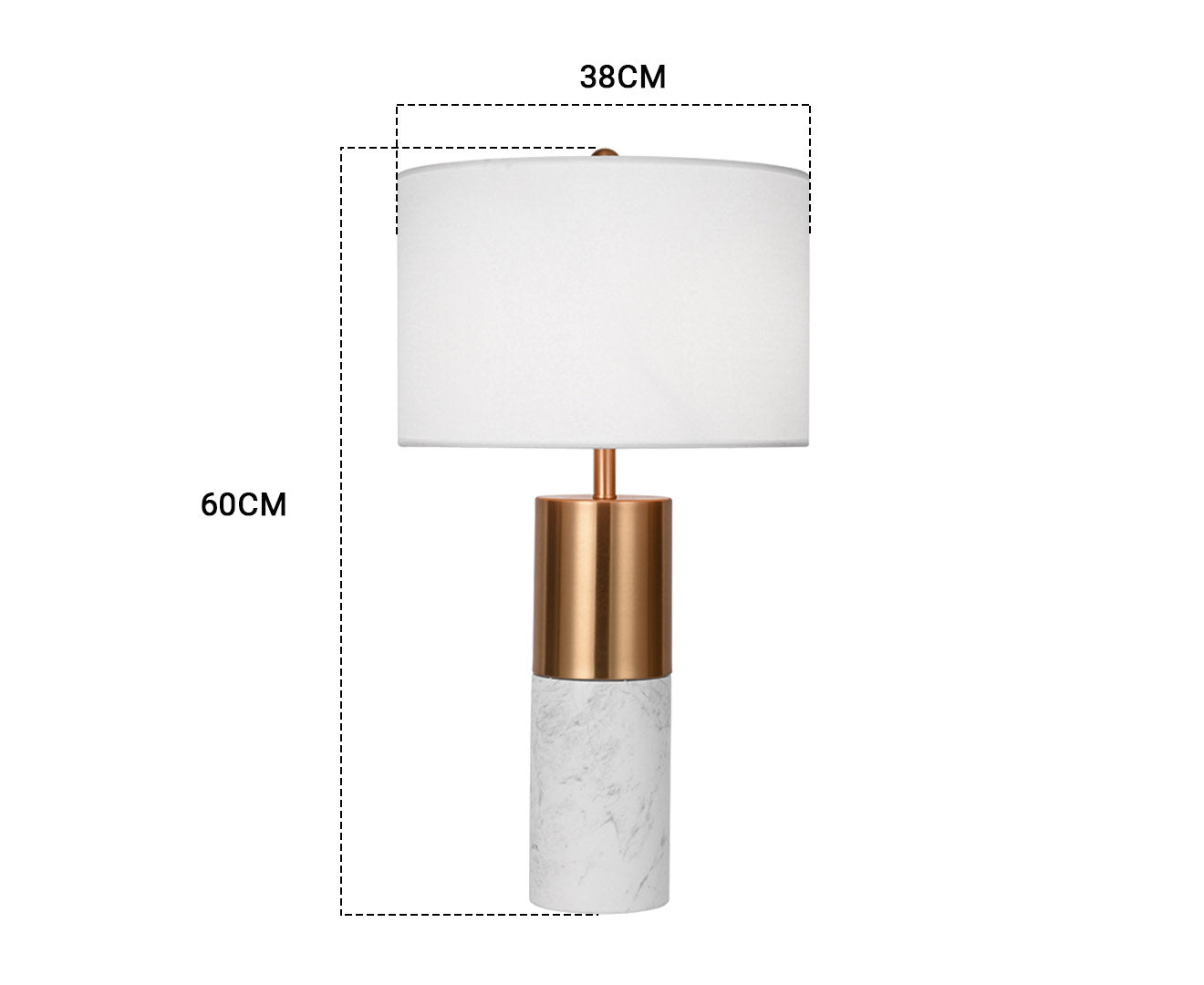 NNEAGS 4X 60cm White Marble Bedside Modern Desk Table Lamp Living Room Shade with Cylinder Base