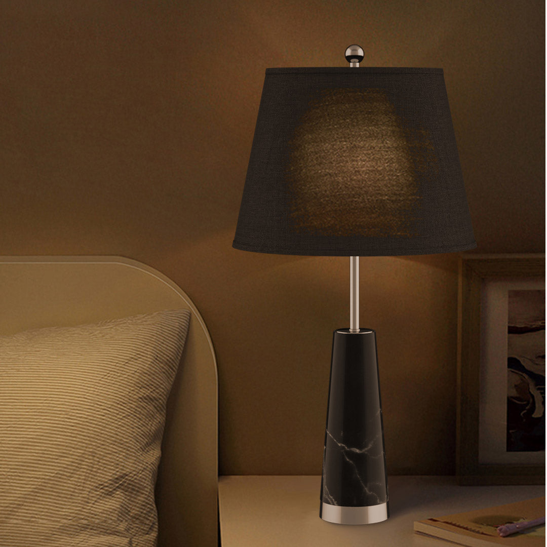 NNEAGS 4X 68cm Black Marble Bedside Desk Table Lamp Living Room Shade with Cone Shape Base
