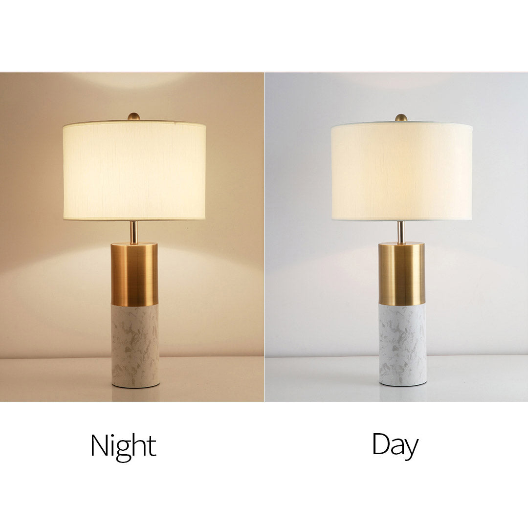 NNEAGS 4X 60cm White Marble Bedside Modern Desk Table Lamp Living Room Shade with Cylinder Base