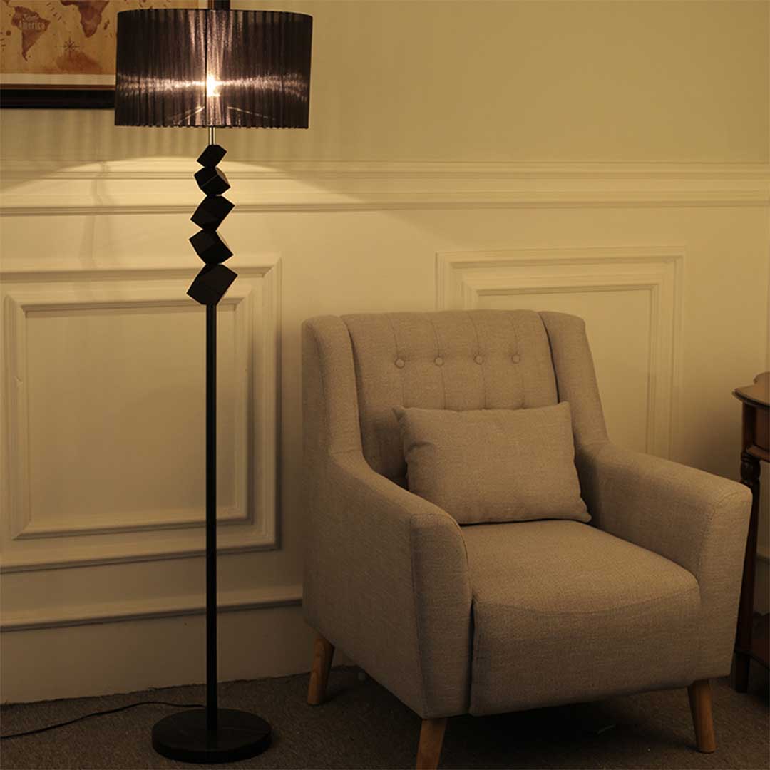 NNEAGS 2x Floor Lamp Metal Base Standing Light with Dark Shade Tall Lamp