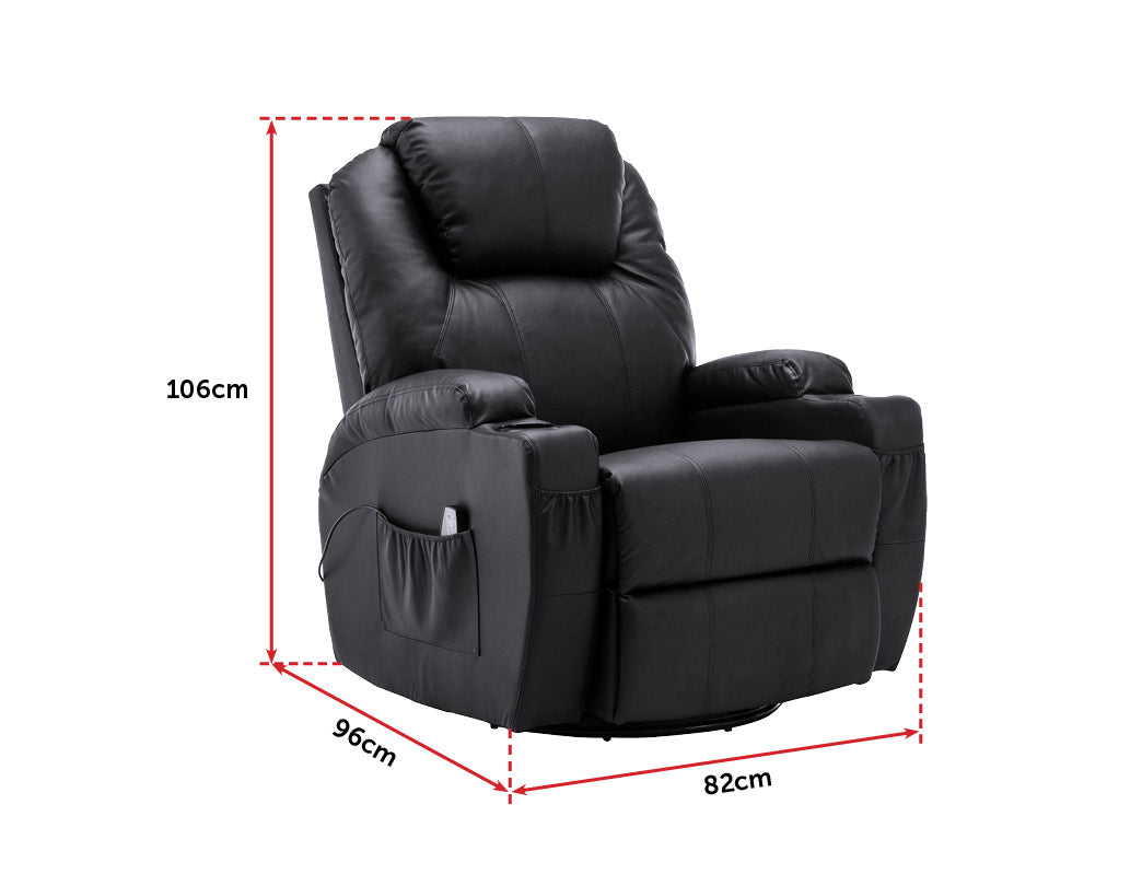 NNEDSZ Sofa Chair Recliner 360 Degree Swivel PU Leather Lounge 8 Point Heated-1