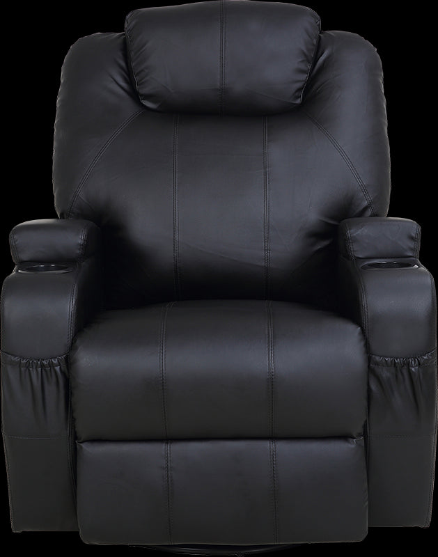 NNEDSZ Sofa Chair Recliner 360 Degree Swivel PU Leather Lounge 8 Point Heated-2
