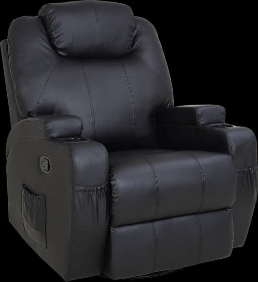 NNEDSZ Sofa Chair Recliner 360 Degree Swivel PU Leather Lounge 8 Point Heated-0
