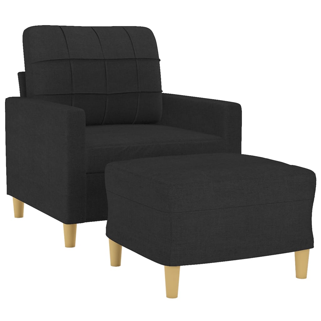 NNEVL Sofa Chair with Footstool Black 60 cm Fabric-2