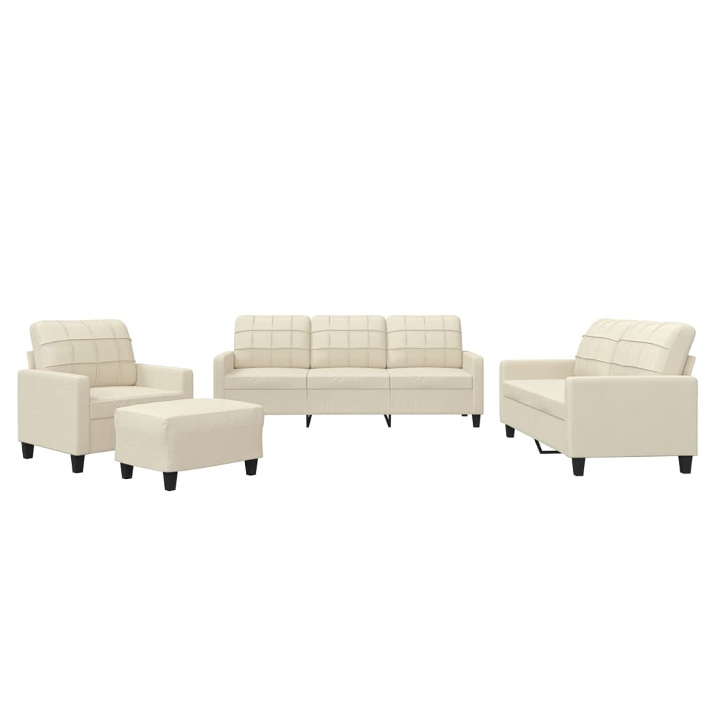 NNEVL 4 Piece Sofa Set with Cushions Cream Faux Leather-1