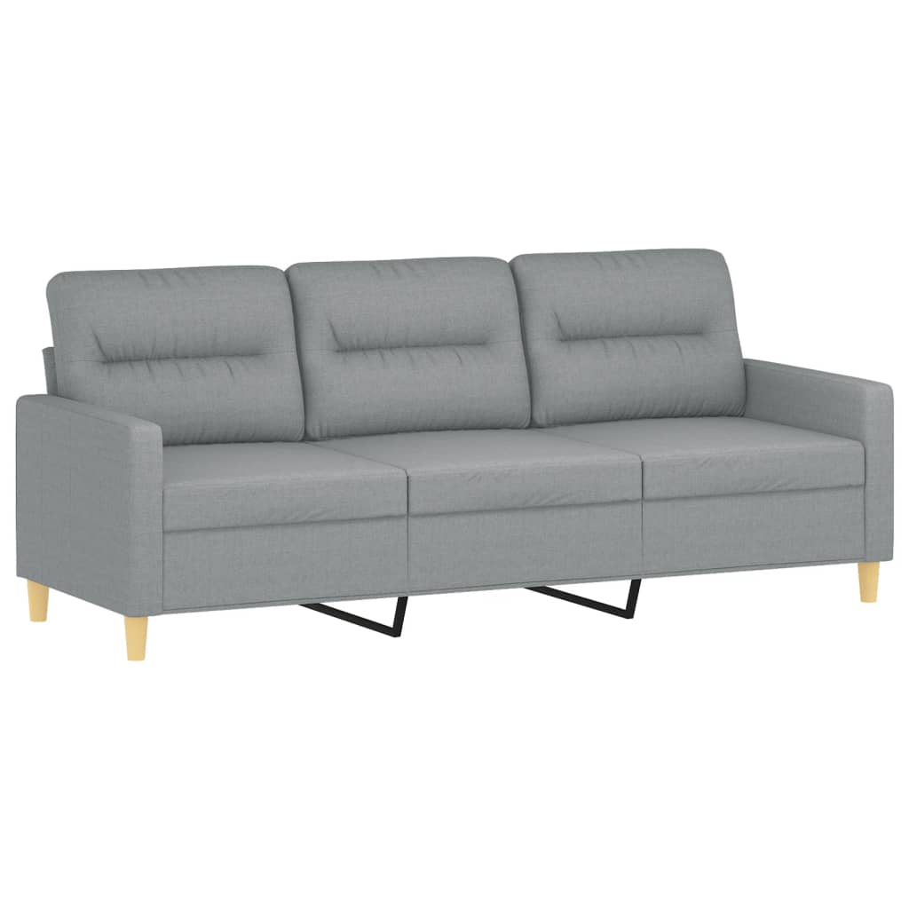 NNEVL 2 Piece Sofa Set with Pillows Light Grey Fabric-3