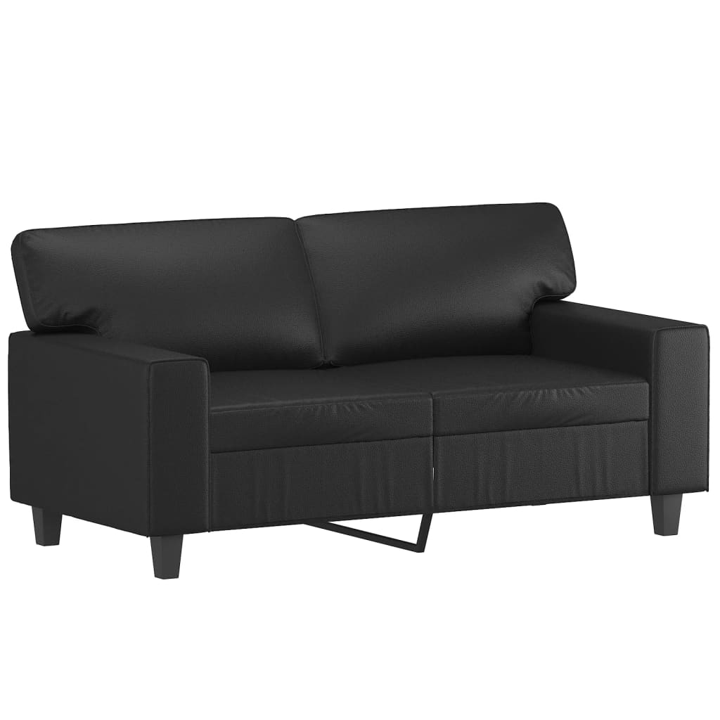 NNEVL 2 Piece Sofa Set Black Faux Leather-2