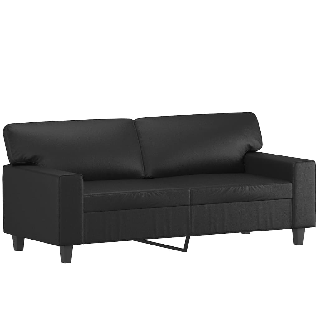 NNEVL 2 Piece Sofa Set Black Faux Leather-3