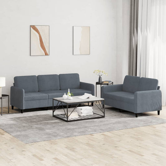 NNEVL 2 Piece Sofa Set Dark Grey Velvet-0