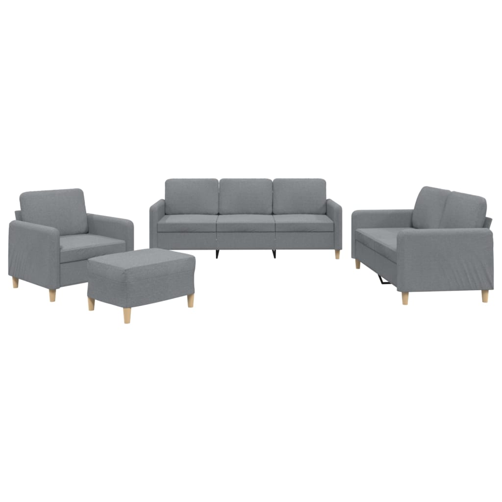 NNEVL 4 Piece Sofa Set with Cushions Light Grey Fabric-1