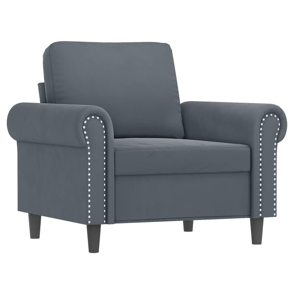 NNEVL 3 Piece Sofa Set with Cushions Dark Grey Velvet-2