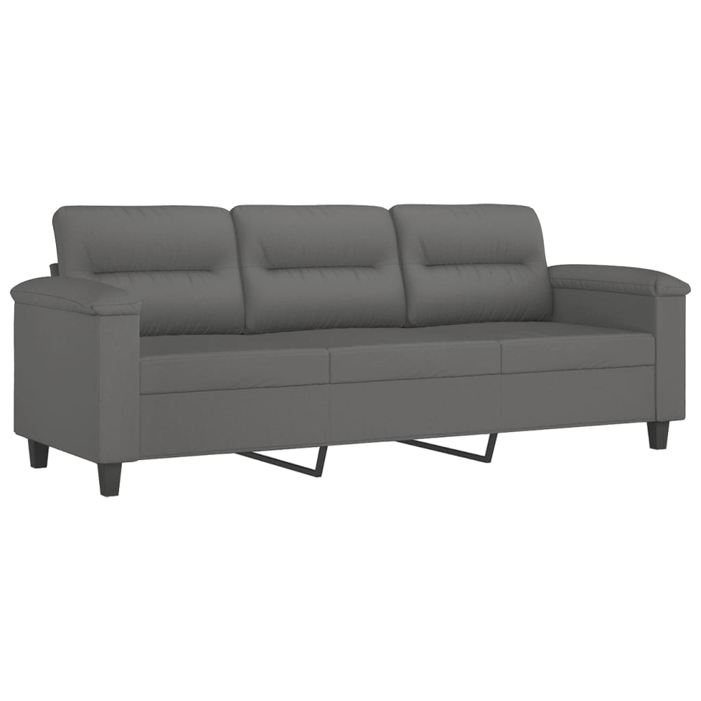 NNEVL 2 Piece Sofa Set with Cushions Dark Grey Microfibre Fabric-3