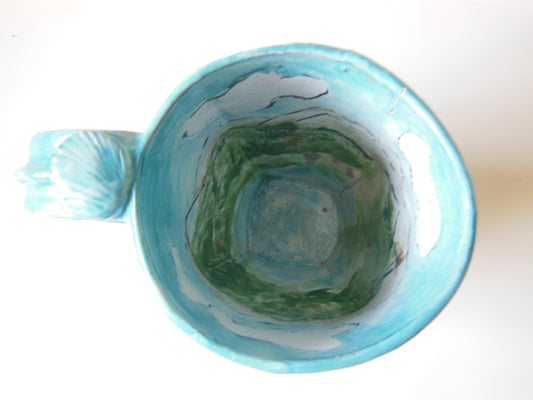 Tamara S Gordon Ceramics. Pastel hand painted trees on giant mug